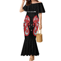 Custom Rugby New Zealand Family Matching Mermaid Dress and Hawaiian Shirt Baby Black Go Champions LT01 Mom's Dress Black - Polynesian Pride