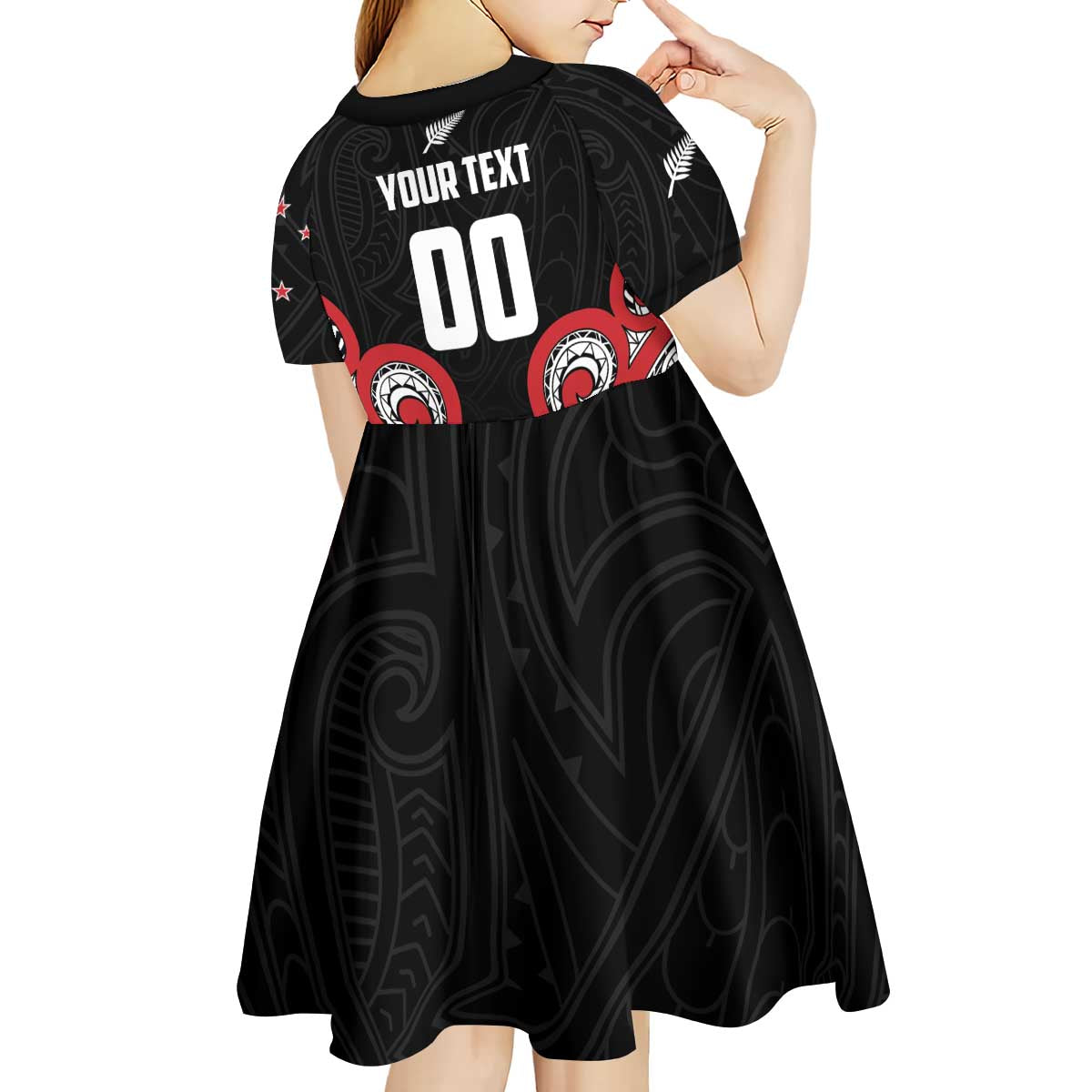Custom Rugby New Zealand Kid Short Sleeve Dress Baby Black Go Champions LT01 - Polynesian Pride