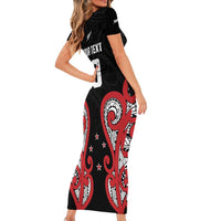 Custom Rugby New Zealand Short Sleeve Bodycon Dress Baby Black Go Champions LT01 - Polynesian Pride
