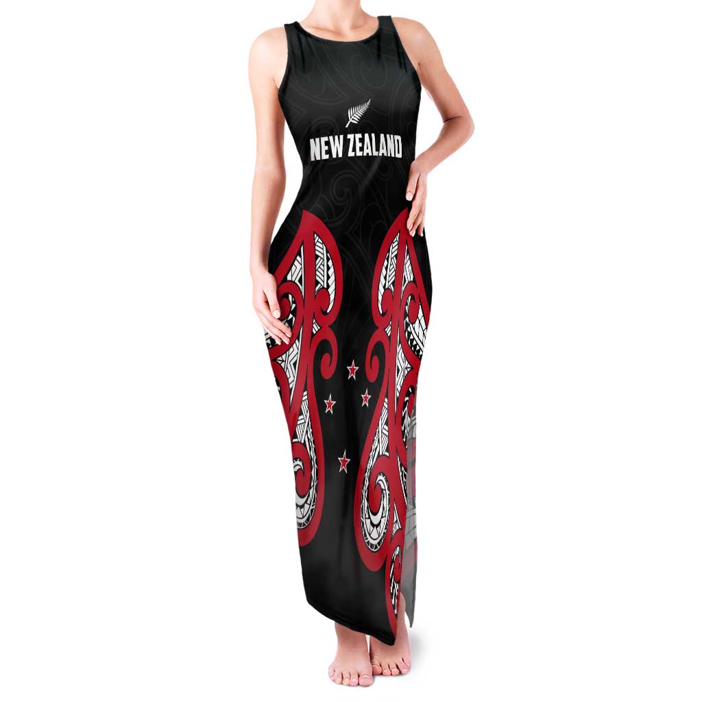 Custom Rugby New Zealand Tank Maxi Dress Baby Black Go Champions LT01 Women Black - Polynesian Pride