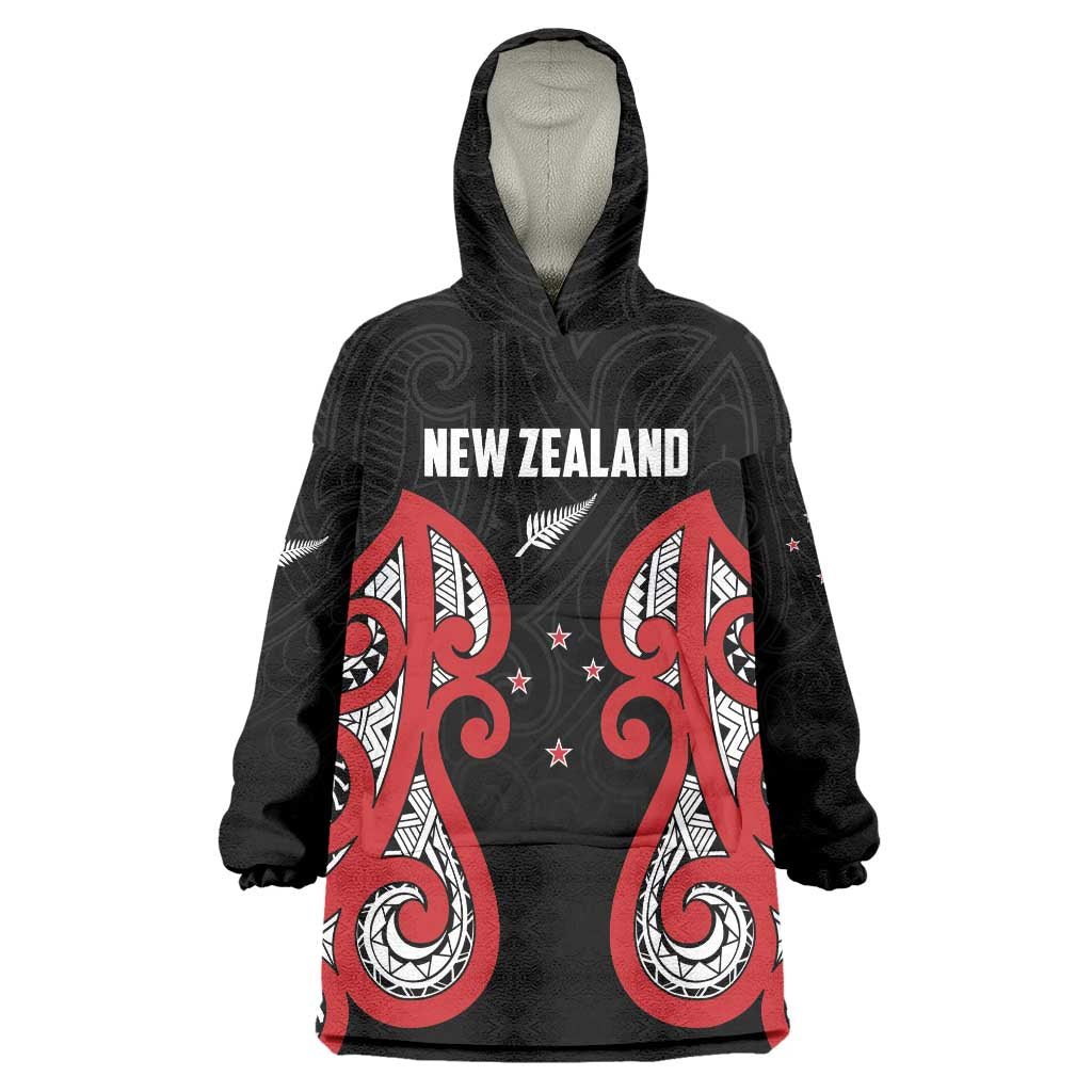 Custom Rugby New Zealand Wearable Blanket Hoodie Baby Black Go Champions