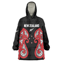 Custom Rugby New Zealand Wearable Blanket Hoodie Baby Black Go Champions LT01 One Size Black - Polynesian Pride