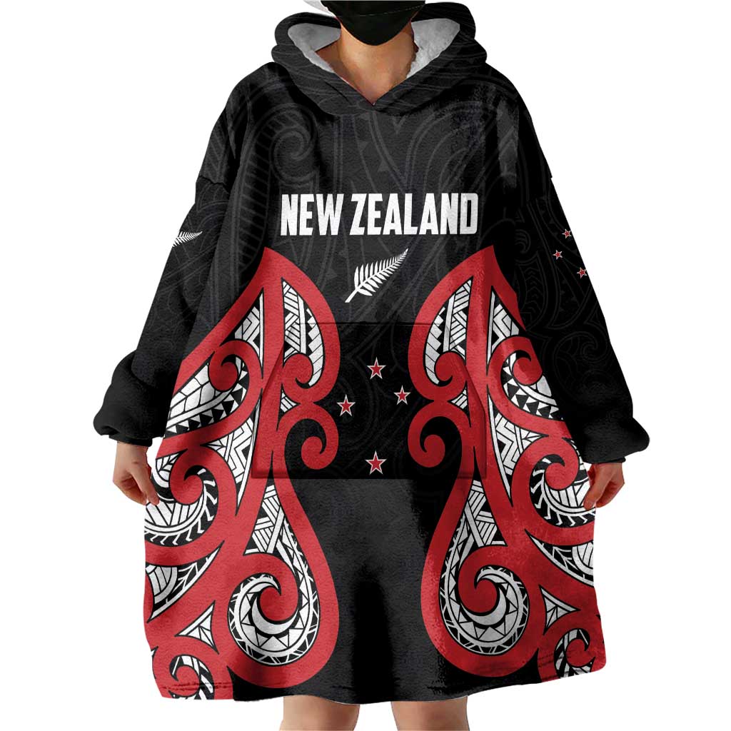 Custom Rugby New Zealand Wearable Blanket Hoodie Baby Black Go Champions LT01 - Polynesian Pride