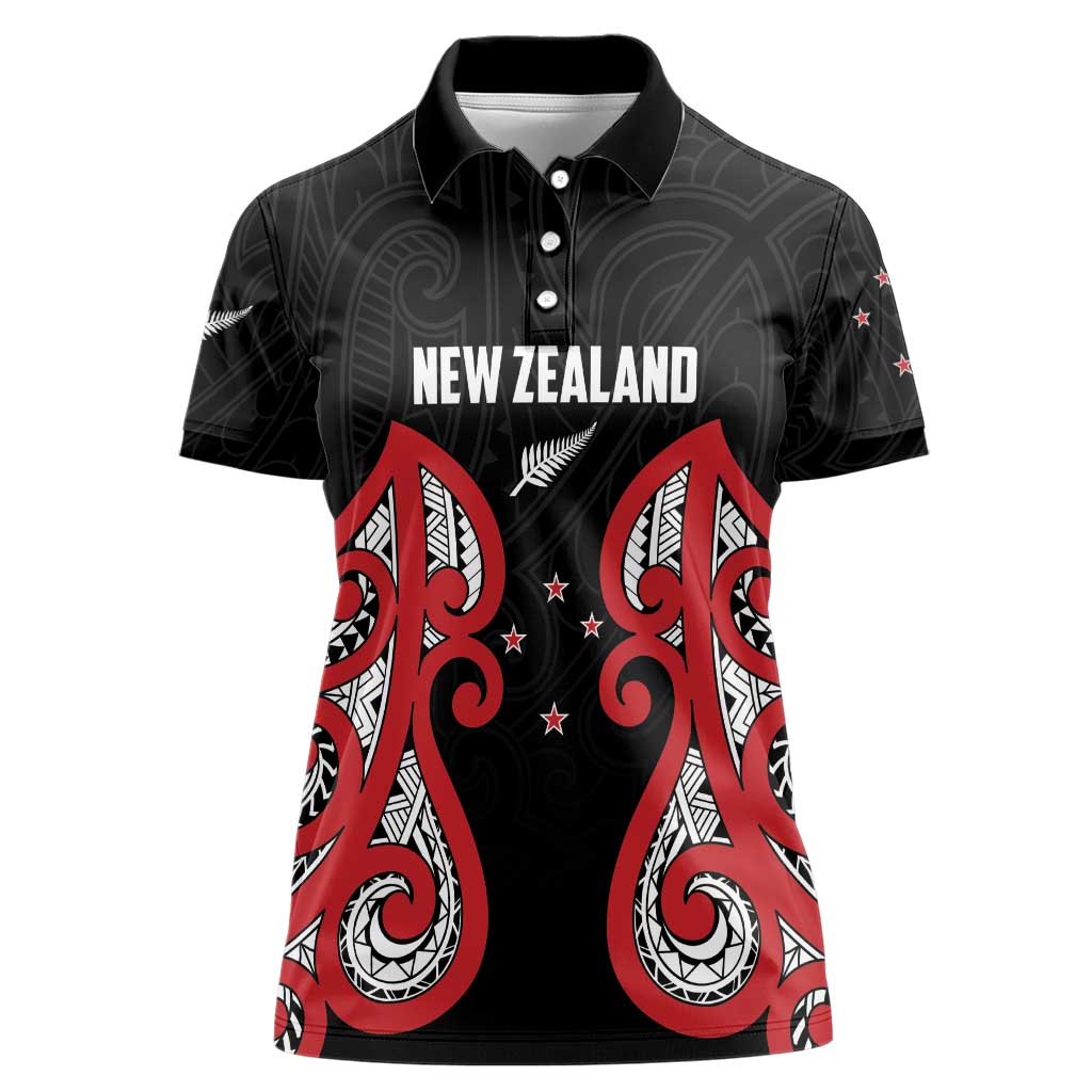 Custom Rugby New Zealand Women Polo Shirt Baby Black Go Champions LT01 Female Black - Polynesian Pride
