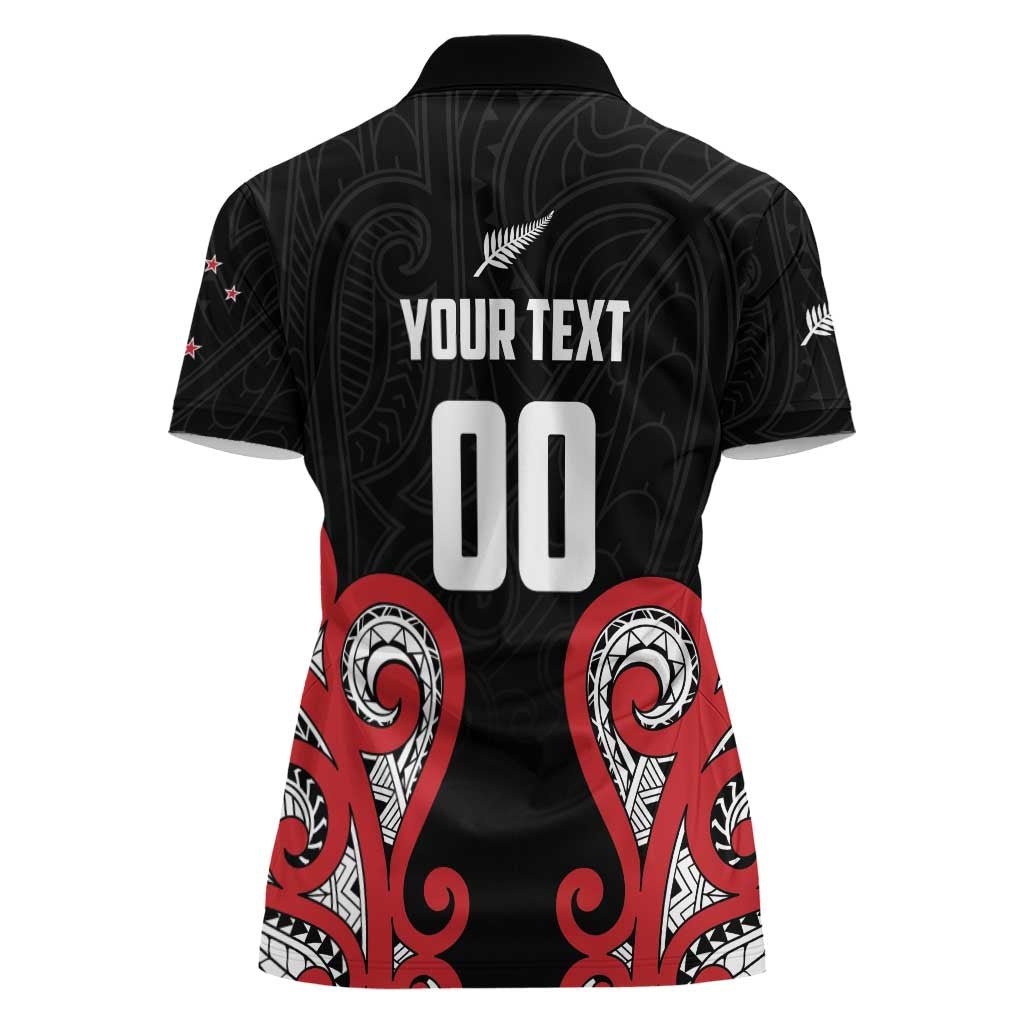 Custom Rugby New Zealand Women Polo Shirt Baby Black Go Champions LT01 - Polynesian Pride