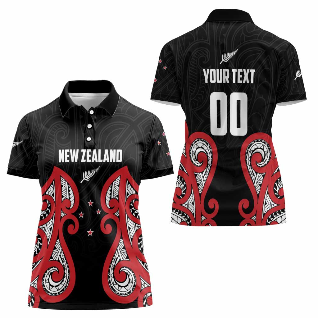 Custom Rugby New Zealand Women Polo Shirt Baby Black Go Champions LT01 - Polynesian Pride