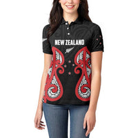 Custom Rugby New Zealand Women Polo Shirt Baby Black Go Champions LT01 - Polynesian Pride