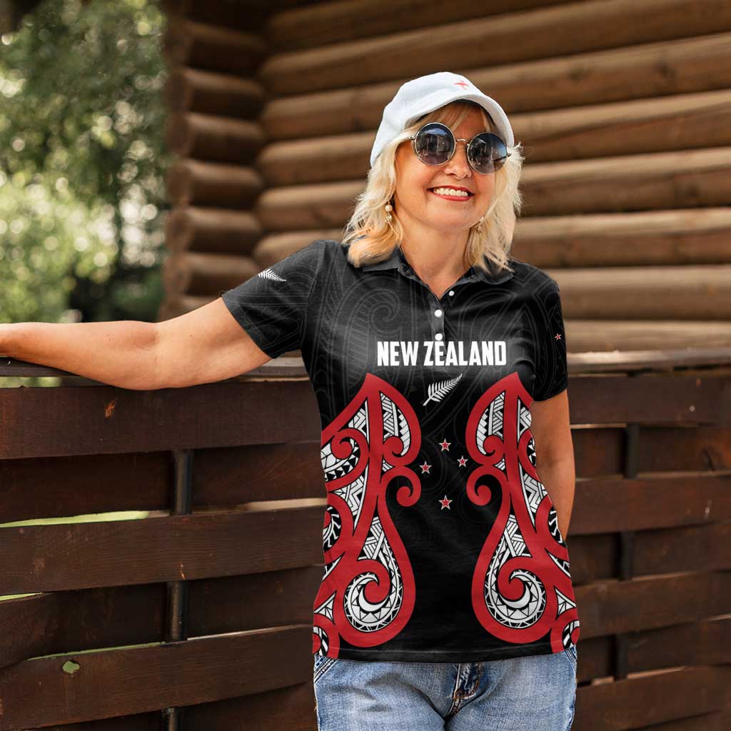 Custom Rugby New Zealand Women Polo Shirt Baby Black Go Champions LT01 - Polynesian Pride