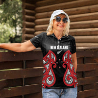 Custom Rugby New Zealand Women Polo Shirt Baby Black Go Champions LT01 - Polynesian Pride