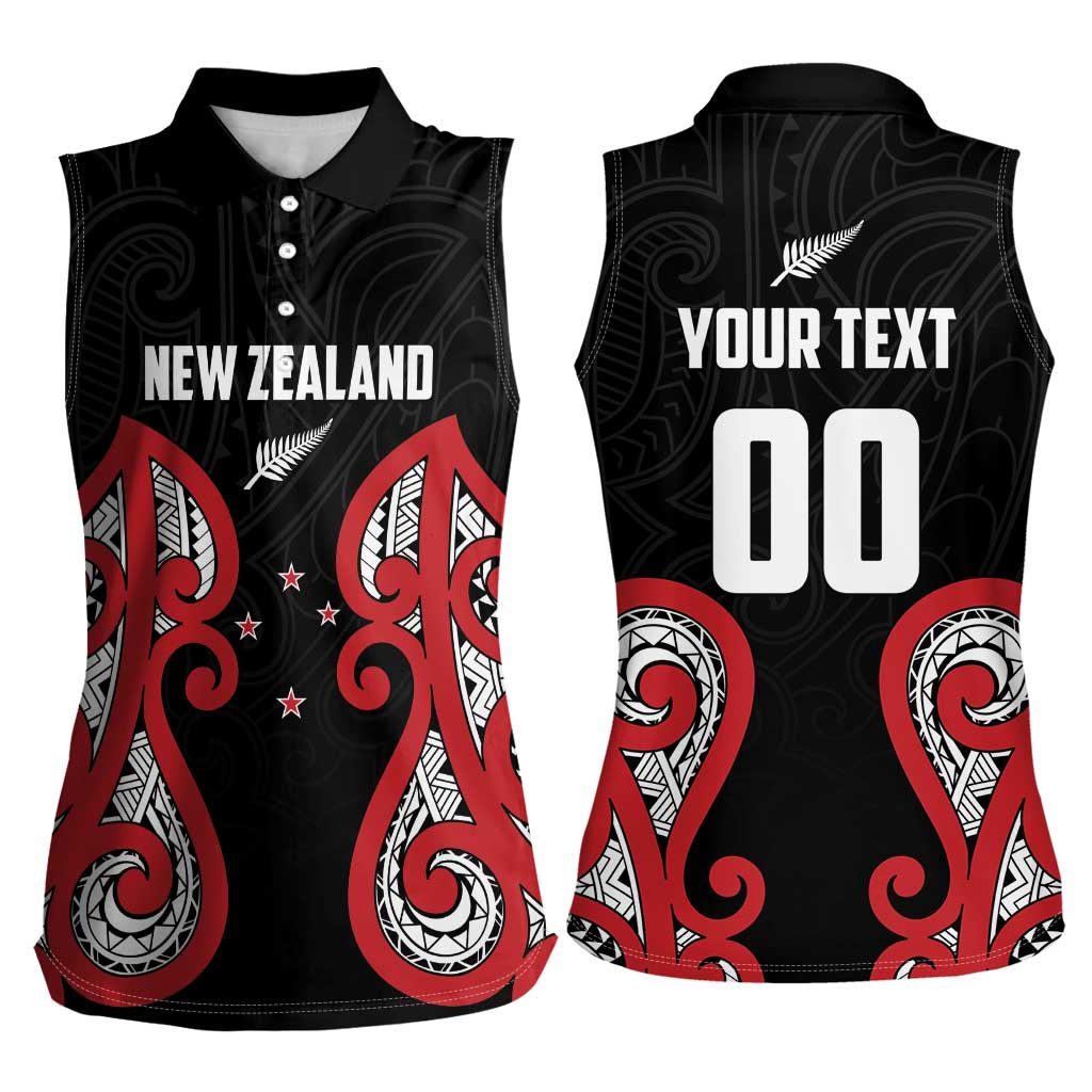 Custom Rugby New Zealand Women Sleeveless Polo Shirt Baby Black Go Champions LT01 - Polynesian Pride