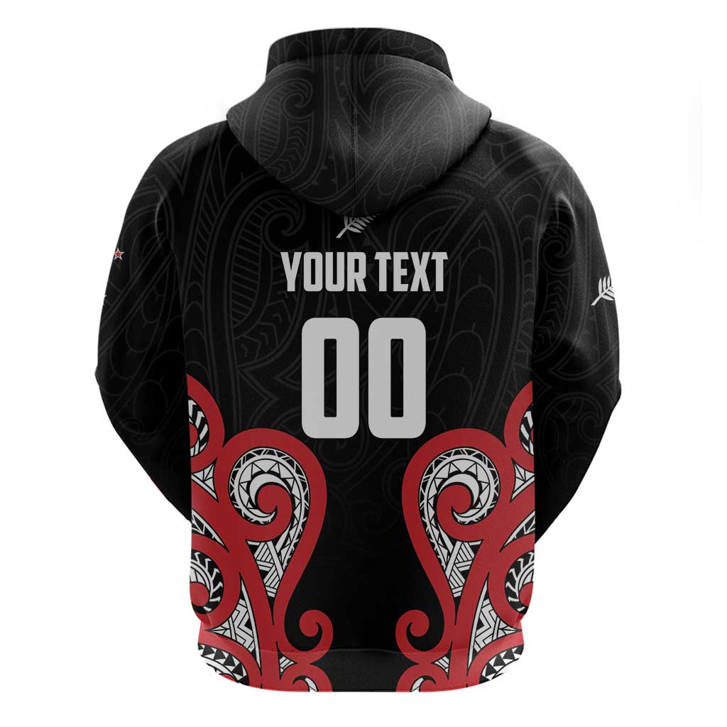 Custom Rugby New Zealand Zip Hoodie Baby Black Go Champions
