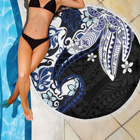 Monstera Plumeria Flowers Blue Beach Blanket Polynesian Pattern