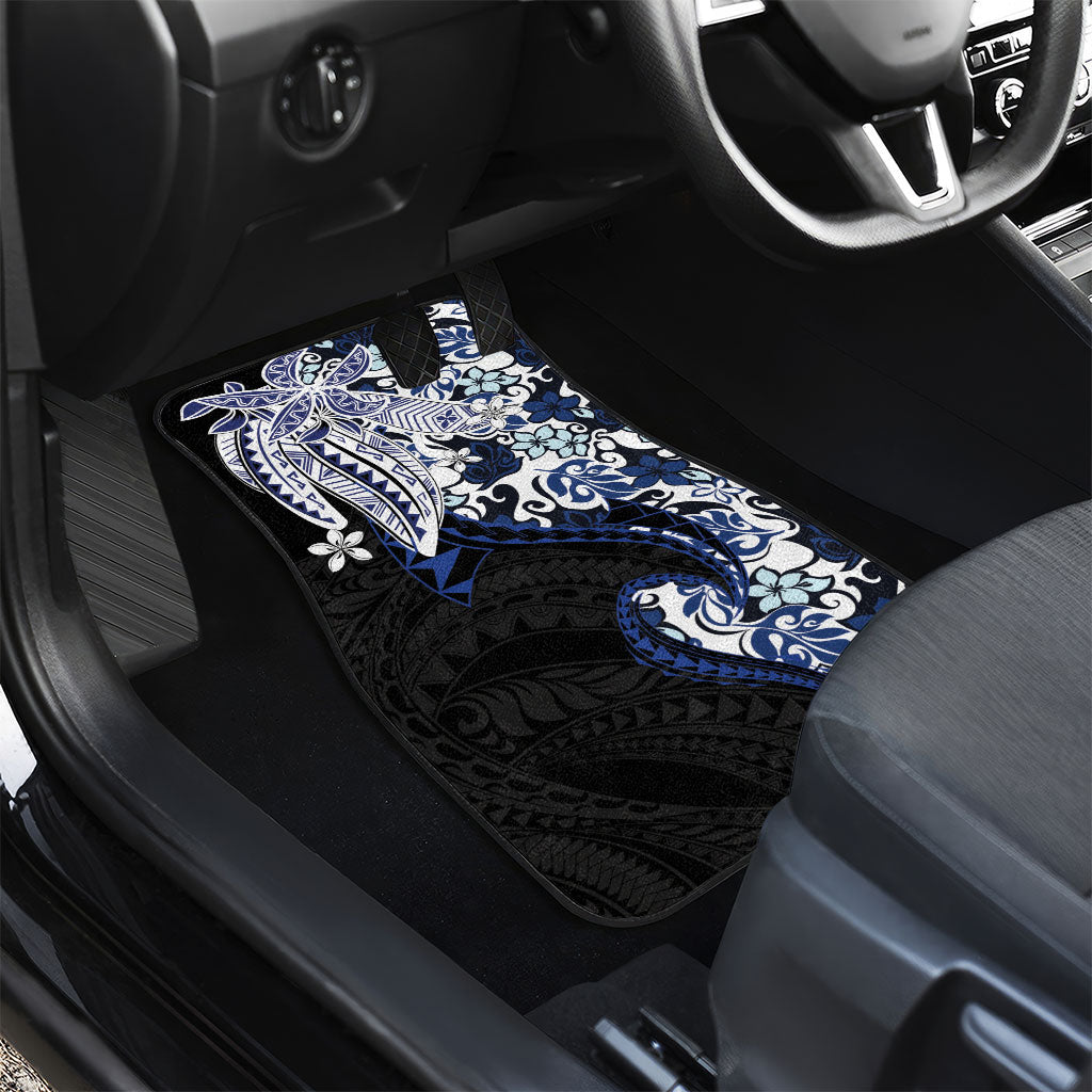 Monstera Plumeria Flowers Blue Car Mats Polynesian Pattern
