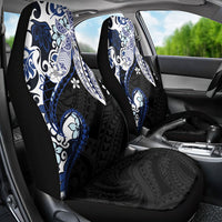 Monstera Plumeria Flowers Blue Car Seat Cover Polynesian Pattern