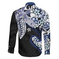 Monstera Plumeria Flowers Blue Family Matching Short Sleeve Bodycon Dress and Hawaiian Shirt Polynesian Pattern LT01 - Polynesian Pride