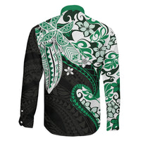 Monstera Plumeria Flowers Green Family Matching Mermaid Dress and Hawaiian Shirt Polynesian Pattern LT01 - Polynesian Pride