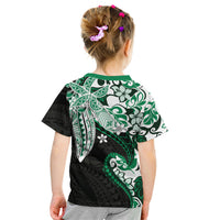 Monstera Plumeria Flowers Green Kid T Shirt Polynesian Pattern