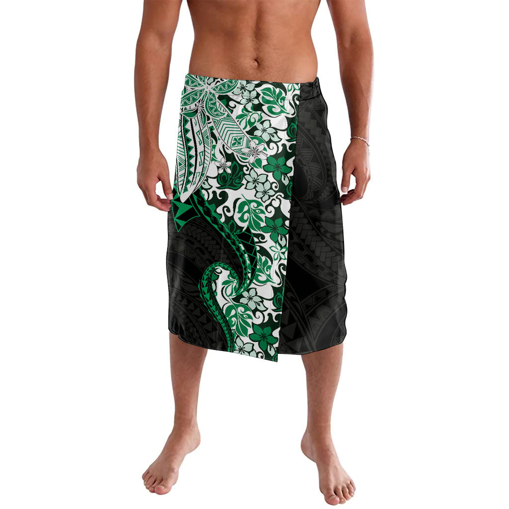 Monstera Plumeria Flowers Green Lavalava Polynesian Pattern