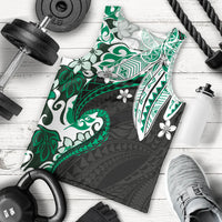 Monstera Plumeria Flowers Green Men Tank Top Polynesian Pattern