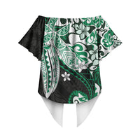 Monstera Plumeria Flowers Green Off Shoulder Wrap Waist Top Polynesian Pattern LT01 - Polynesian Pride