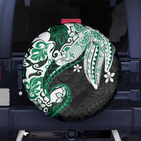 Monstera Plumeria Flowers Green Spare Tire Cover Polynesian Pattern LT01 No hole Green - Polynesian Pride