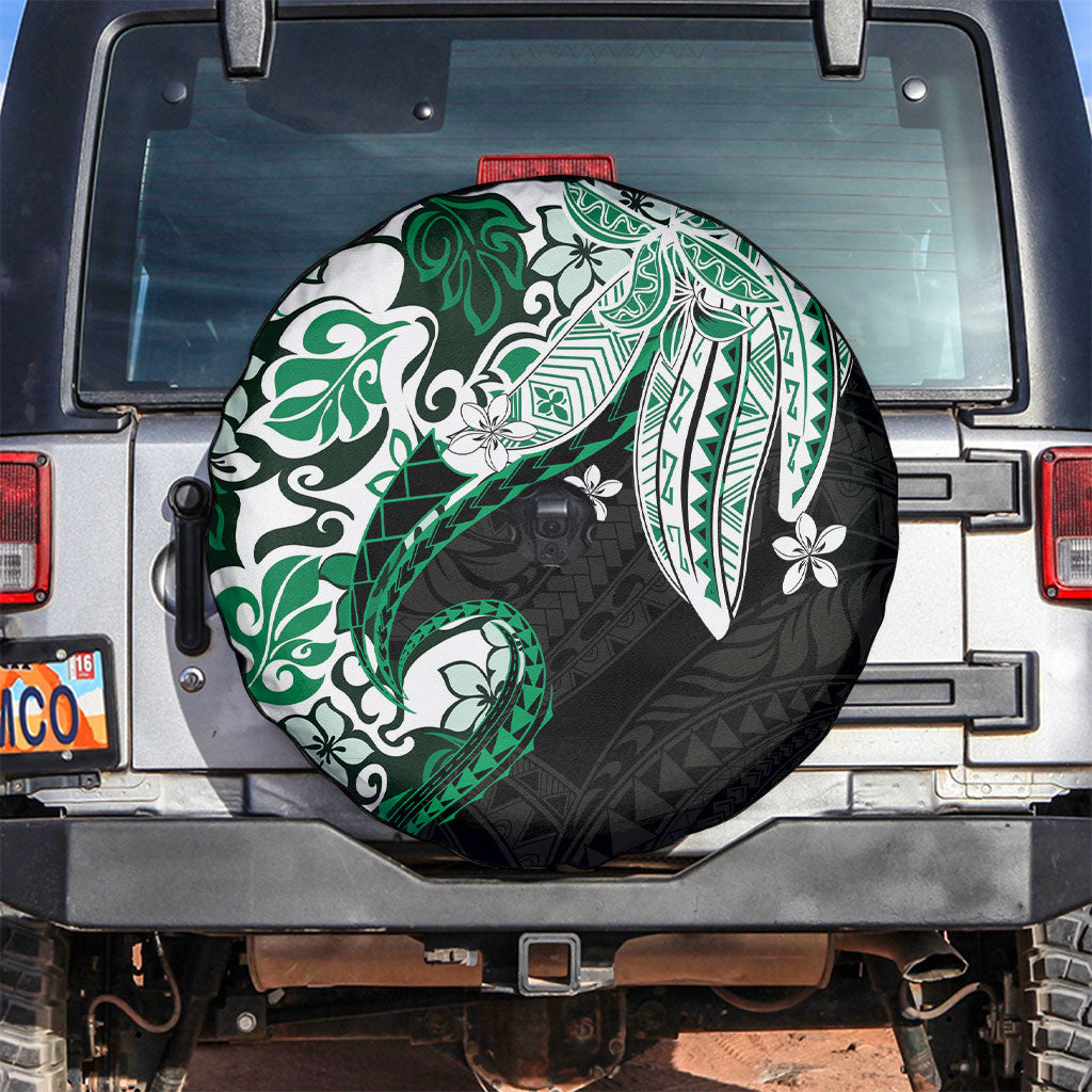 Monstera Plumeria Flowers Green Spare Tire Cover Polynesian Pattern LT01 Green - Polynesian Pride
