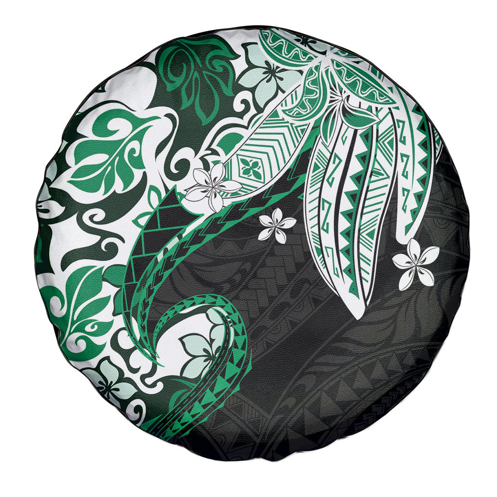 Monstera Plumeria Flowers Green Spare Tire Cover Polynesian Pattern LT01 - Polynesian Pride