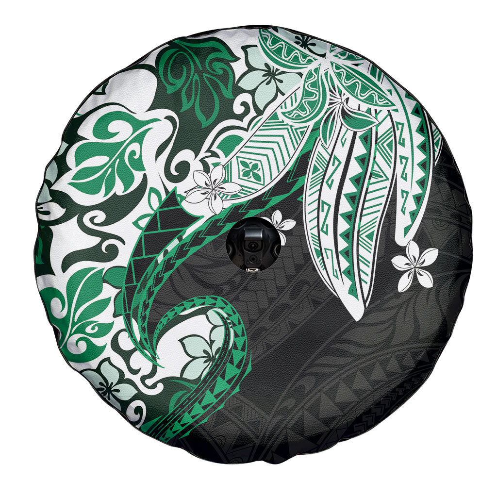 Monstera Plumeria Flowers Green Spare Tire Cover Polynesian Pattern LT01 - Polynesian Pride