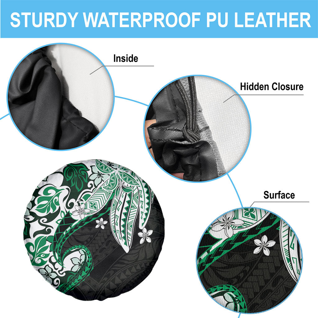 Monstera Plumeria Flowers Green Spare Tire Cover Polynesian Pattern LT01 - Polynesian Pride