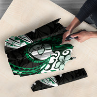 Monstera Plumeria Flowers Green Umbrella Polynesian Pattern