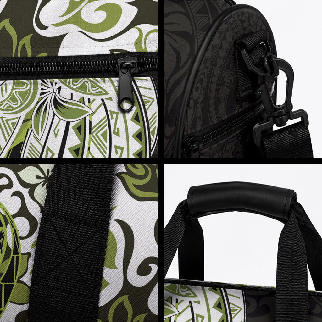 Monstera Plumeria Flowers Olive Green Duffle Bag Polynesian Pattern LT01 - Polynesian Pride