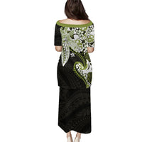 Monstera Plumeria Flowers Olive Green Family Matching Puletasi and Hawaiian Shirt Polynesian Pattern LT01 - Polynesian Pride