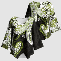 Monstera Plumeria Flowers Olive Green Kimono Sleeve Blouse Polynesian Pattern LT01 - Polynesian Pride