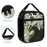 Monstera Plumeria Flowers Olive Green Lunch Bag Polynesian Pattern LT01 - Polynesian Pride