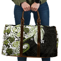 Monstera Plumeria Flowers Olive Green Travel Bag Polynesian Pattern LT01 Green - Polynesian Pride