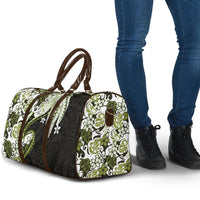 Monstera Plumeria Flowers Olive Green Travel Bag Polynesian Pattern LT01 - Polynesian Pride