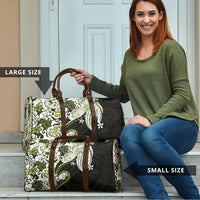 Monstera Plumeria Flowers Olive Green Travel Bag Polynesian Pattern LT01 - Polynesian Pride