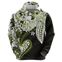 Monstera Plumeria Flowers Olive Green Zip Hoodie Polynesian Pattern LT01 - Polynesian Pride