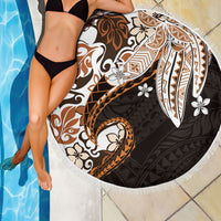 Monstera Plumeria Flowers Orange Beach Blanket Polynesian Pattern