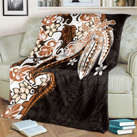 Monstera Plumeria Flowers Orange Blanket Polynesian Pattern
