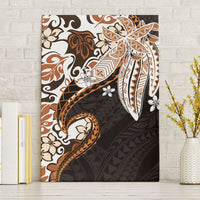 Monstera Plumeria Flowers Orange Canvas Wall Art Polynesian Pattern