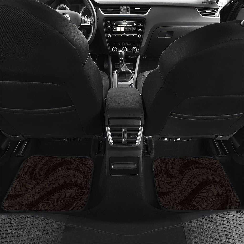 Monstera Plumeria Flowers Orange Car Mats Polynesian Pattern