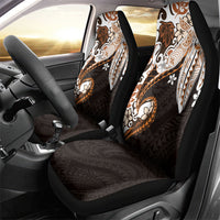 Monstera Plumeria Flowers Orange Car Seat Cover Polynesian Pattern
