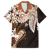 Monstera Plumeria Flowers Orange Family Matching Off Shoulder Maxi Dress and Hawaiian Shirt Polynesian Pattern LT01 Dad's Shirt - Short Sleeve Orange - Polynesian Pride