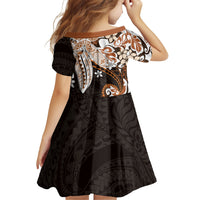 Monstera Plumeria Flowers Orange Family Matching Off Shoulder Short Dress and Hawaiian Shirt Polynesian Pattern LT01 - Polynesian Pride