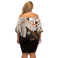 Monstera Plumeria Flowers Orange Family Matching Off Shoulder Short Dress and Hawaiian Shirt Polynesian Pattern LT01 - Polynesian Pride