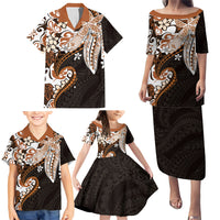 Monstera Plumeria Flowers Orange Family Matching Puletasi and Hawaiian Shirt Polynesian Pattern LT01 - Polynesian Pride