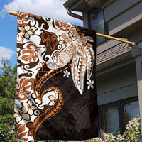 Monstera Plumeria Flowers Orange Garden Flag Polynesian Pattern