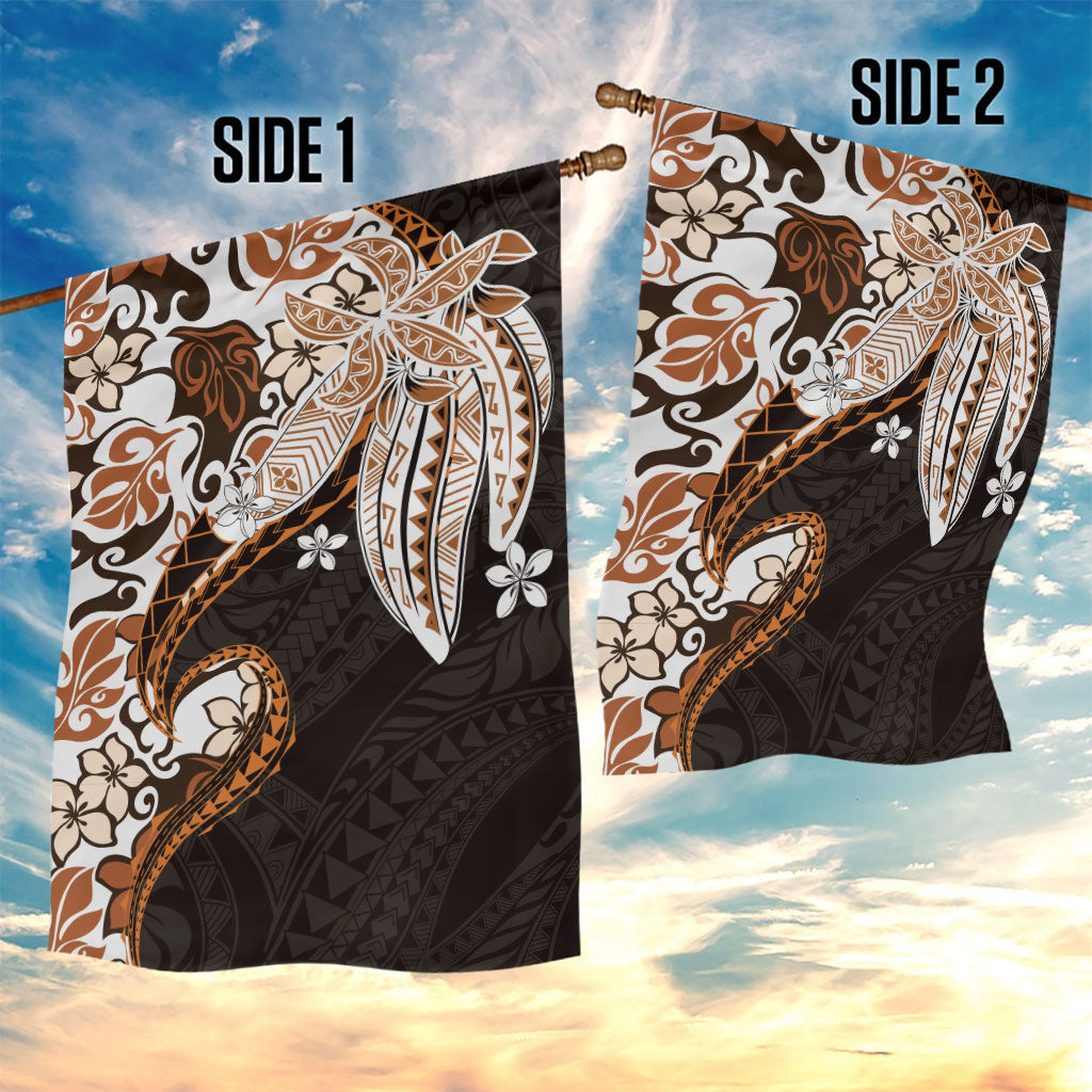 Monstera Plumeria Flowers Orange Garden Flag Polynesian Pattern