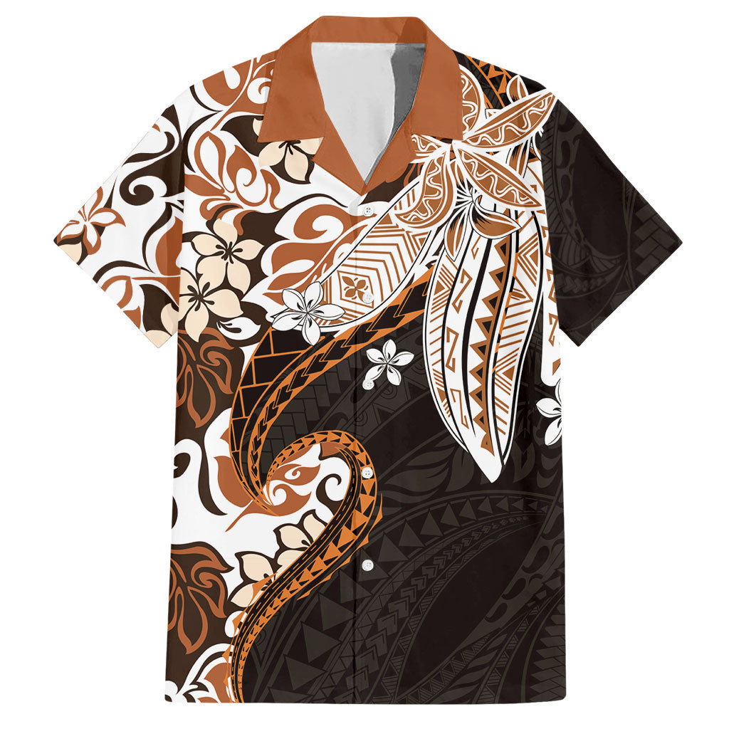 Monstera Plumeria Flowers Orange Hawaiian Shirt Polynesian Pattern